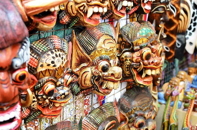Handicrafts of Bali at the famous Ubud Market