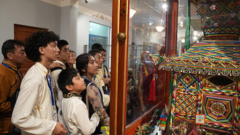 Schoolchildren on a visit to the Library of Tibetan Works and Archives 