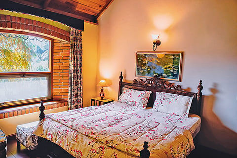 A cosy bedroom, one of four in the Villa