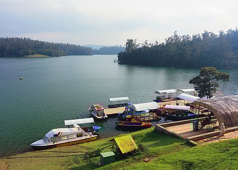 A boat house on the Pykara Lake near Ooty, Tamil Nadu