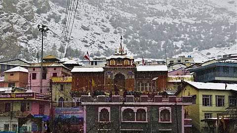 The Badrinath Temple in winter