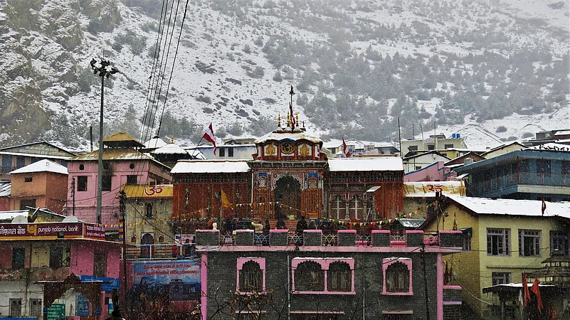 The Badrinath Temple in winter