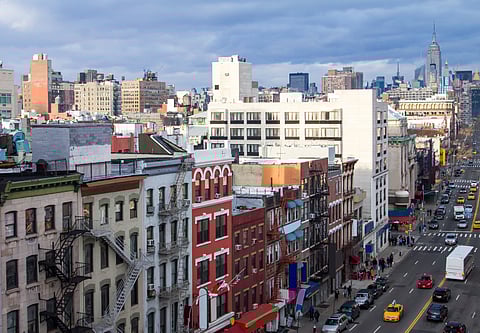 An overhead view of Chinatown in Lower Manhattan