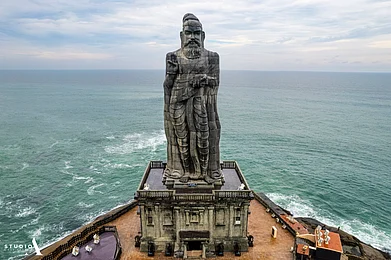 Tamil Nadu Tourism : The 41-metre-tall Thiruvalluvar Statue overlooks the beautiful union of the Arabian Sea, the Bay of Bengal and the Indian Ocean