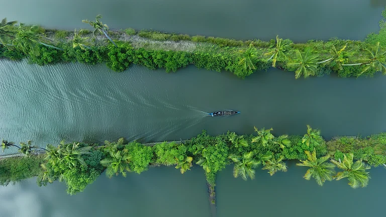 An aeral view of a river in Wayanad, Kerala - Shutterstock