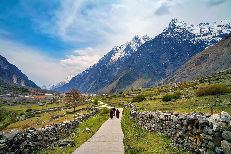 The landscape near Badrinath is beautiful to behold