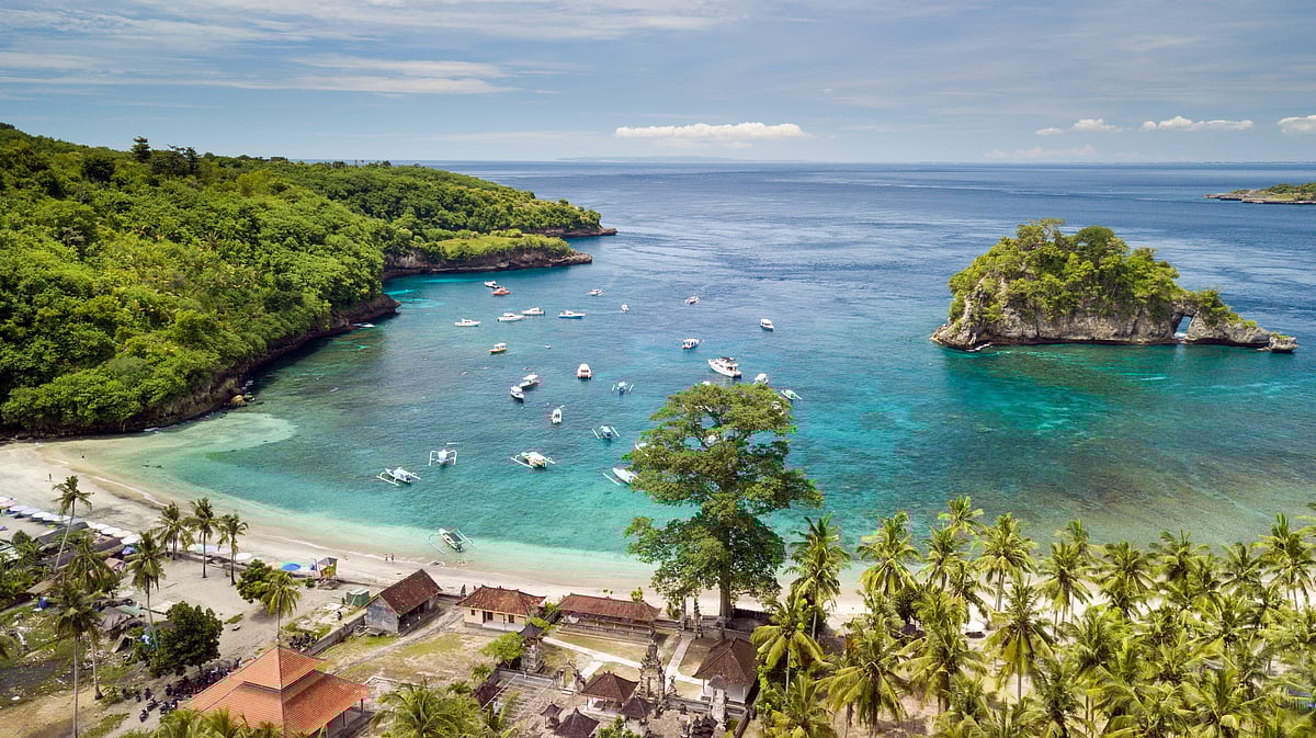 Aerial view of the Crystal Bay coastline