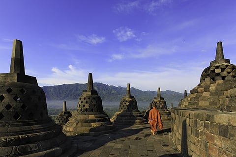 A monk at Borobudur Temple Compounds