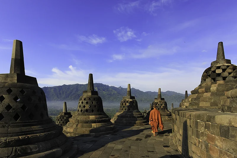 A monk at Borobudur Temple Compounds