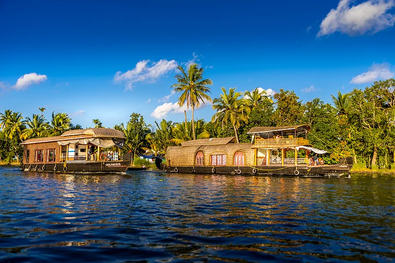 Houseboats on the backwaters of Kerala near Alappuzha - Shutterstock