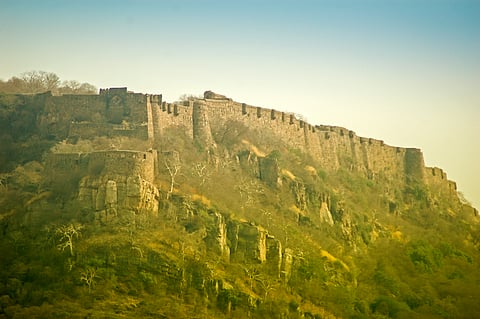 Ranthambore  fort rides the crest of a hill