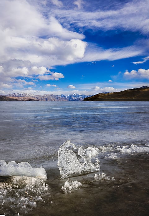 Frozen Tso Moriri Lake of Kashmir
