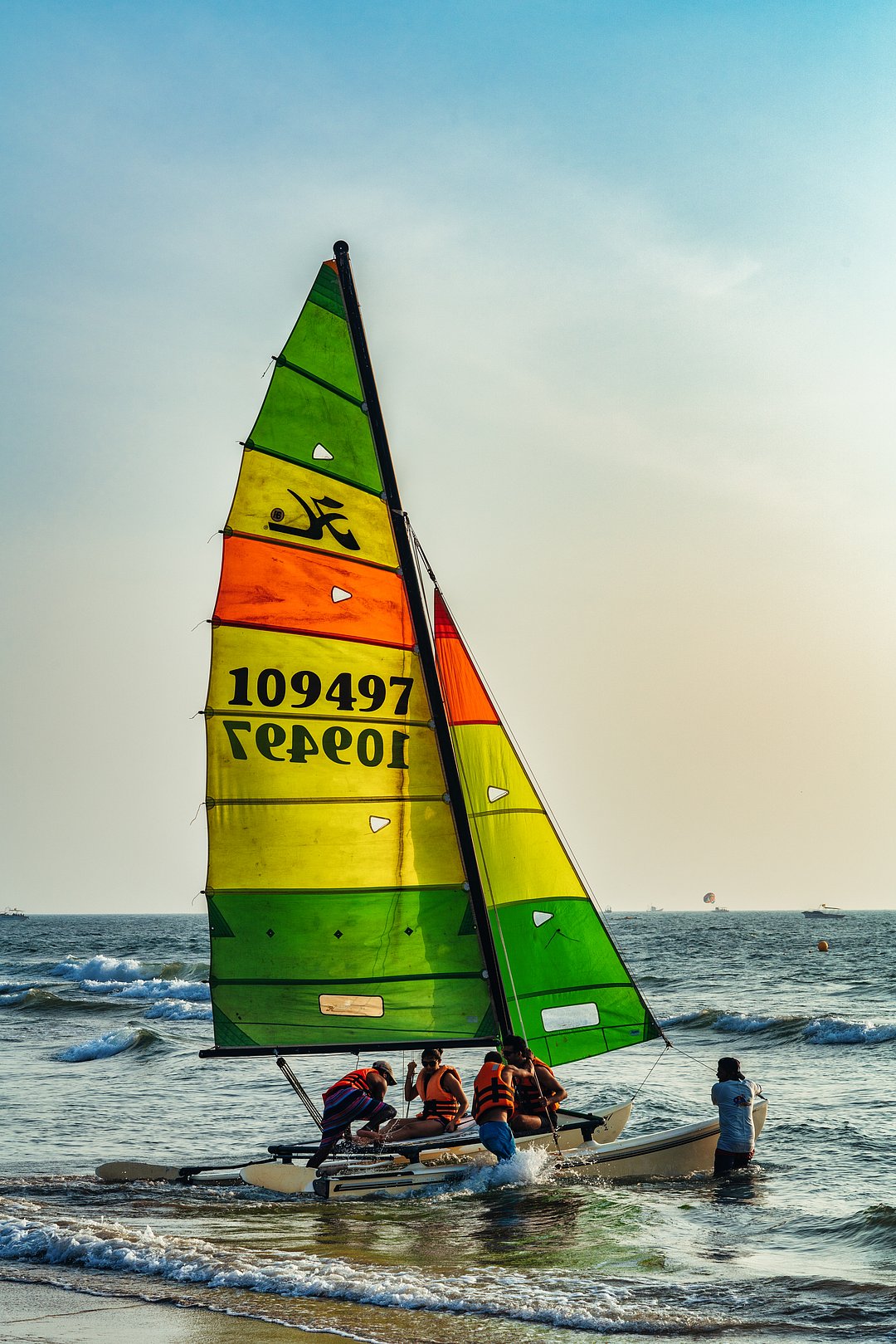 A catamaran at Baga Beach