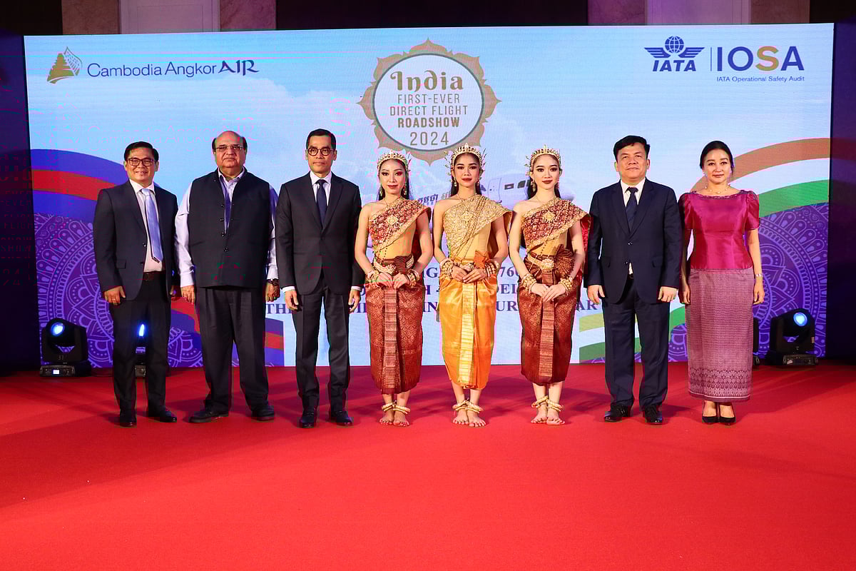 Cambodia tourism board : A glimpse of the event. Kuong Koy, the Cambodian Ambassador to India, (second from right) and others pose for a group photo