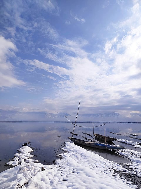 Snow along the Wular Lake