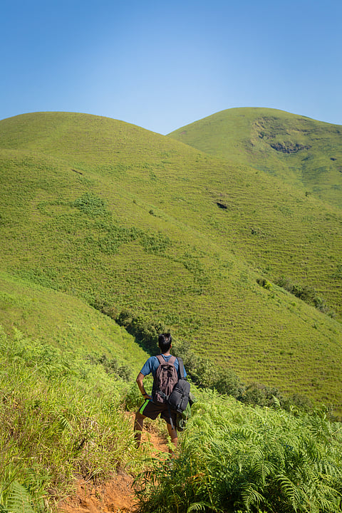 A hiker doing the Kudremukha Trek