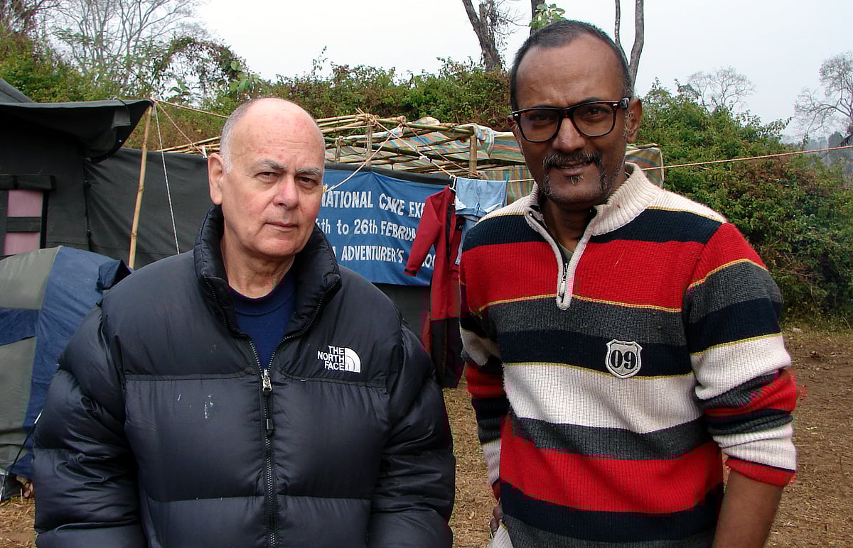 Kharpan (left) has been exploring caves in Meghalaya for the last three decades