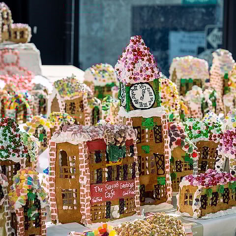 New York City's Essex Market, Jon Lovitch holds the world record for making the greatest number of gingerbread houses