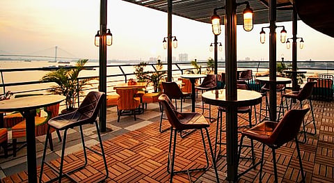 The seating area over the river