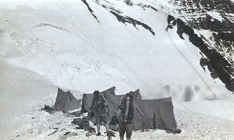 Mallory (left) and Irvine embark on their historic journey from North Col for the final ascent of Everest