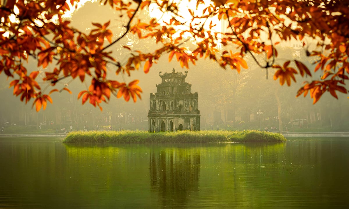 Turtle tower in Old Quarter, Hanoi