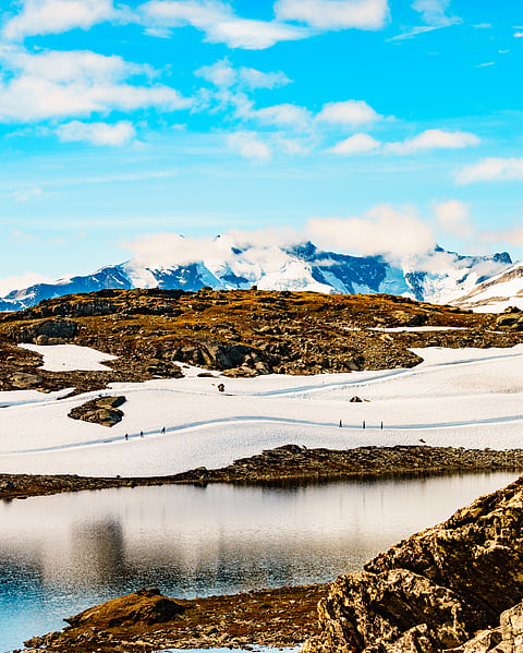 Cross country summer ski at road 55 Sognefjellet National Tourist Route