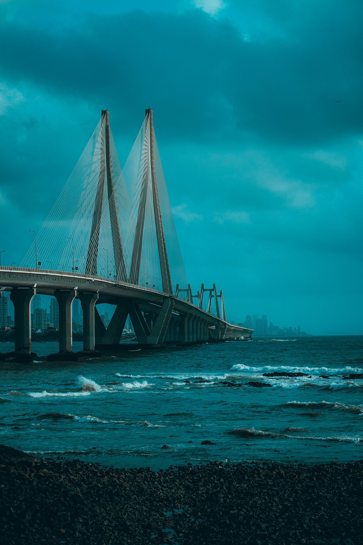 View of Mumbais Sea Link from Bandra Fort