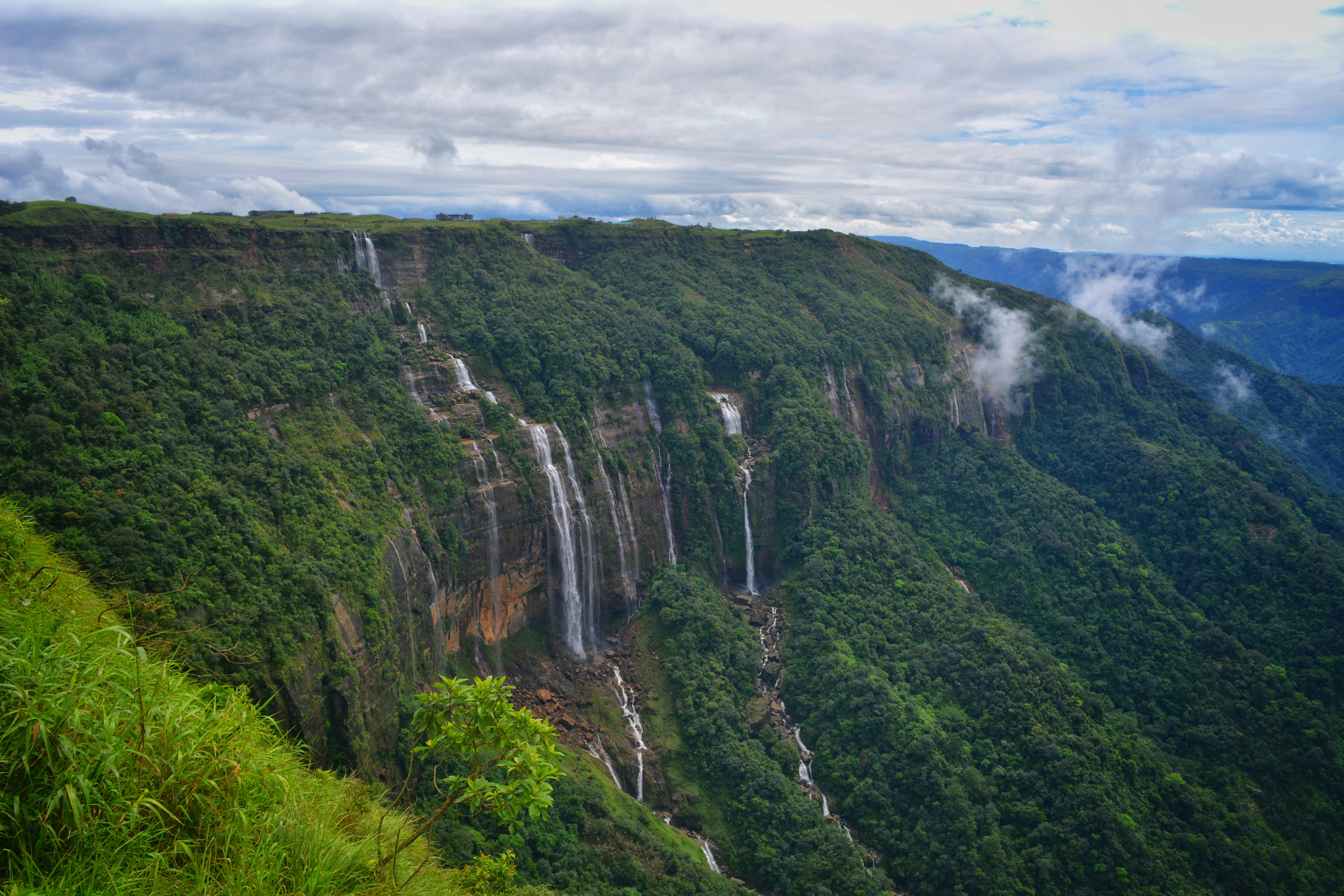 Niyor nath/Shutterstock.com : The Nohsngithiang Falls is a seven-segmented waterfall