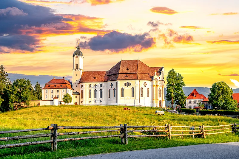 The Wieskirche is a UNESCO World Heritage Site in Bavaria, Germany