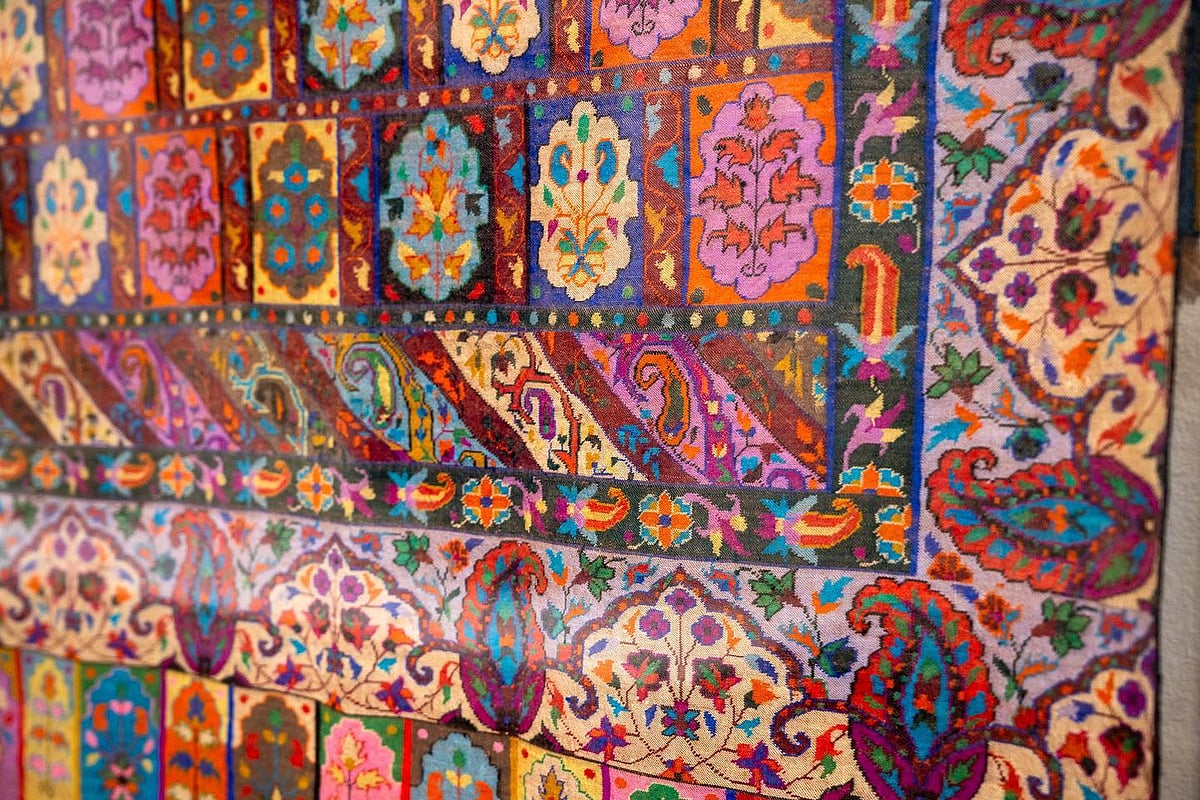 A pashmina shawl being made
