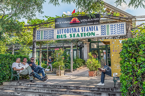 A bus stop in Budva, Montenegro