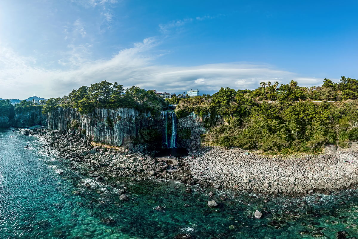 Jeongbang Waterfall is one of the few waterfalls in Asia that plunges directly into the ocean
