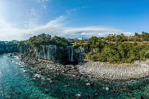 Jeongbang Waterfall is one of the few waterfalls in Asia that plunges directly into the ocean