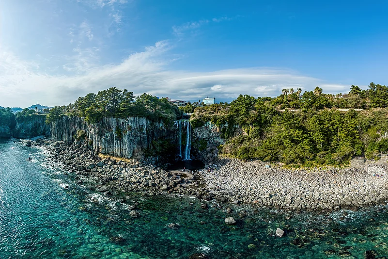 Jeongbang Waterfall is one of the few waterfalls in Asia that plunges directly into the ocean