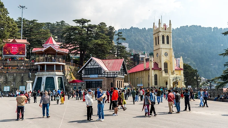 Tourists on Ridge Road in Shimla