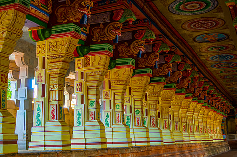 The sculpted pillars of Ramanathaswamy Temple