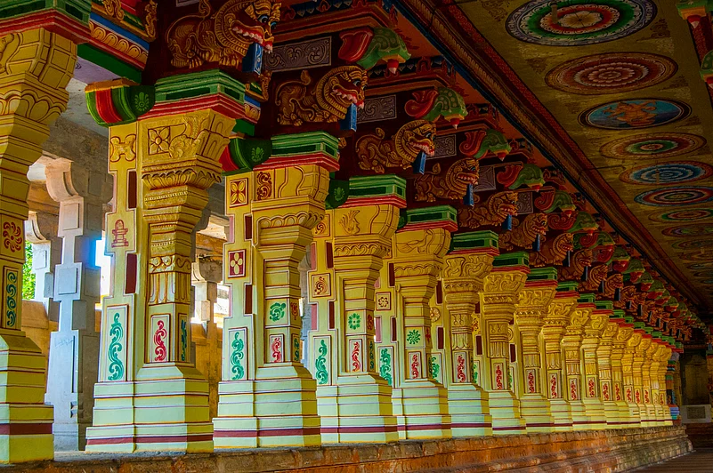 The sculpted pillars of Ramanathaswamy Temple