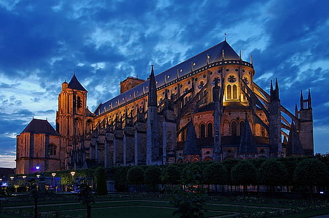 The Bourges Cathedral at night