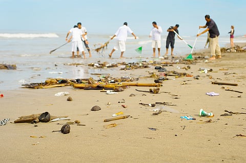 A citizens' cleanliness drive in progress