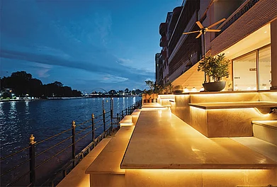 Nighttime ambiance at the ghat