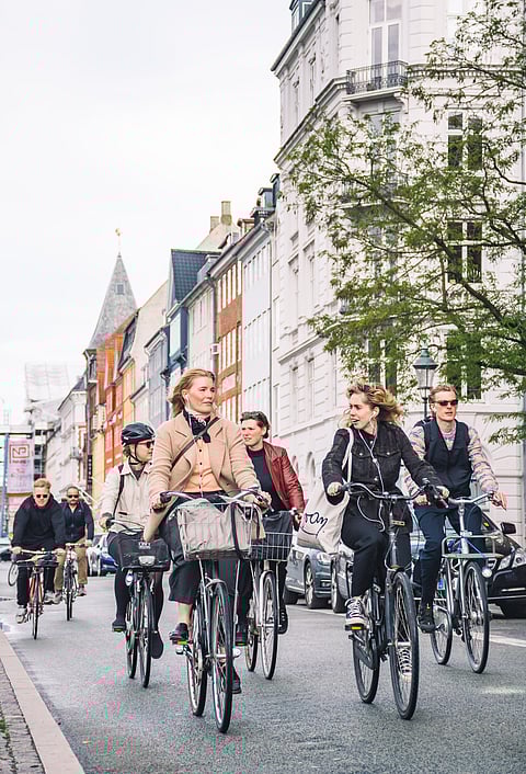 Locals commuting on bicycles in Copenhagen, Denmark