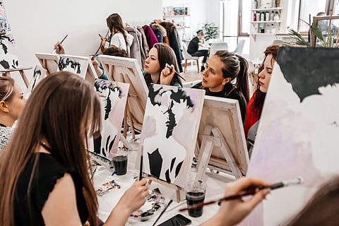 An art workshop in progress