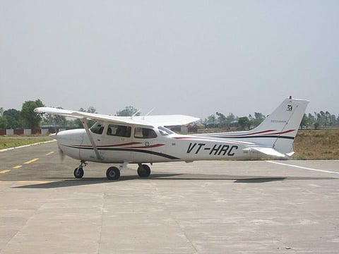 An aircraft prepares for departure at the Karnal Aerodrome