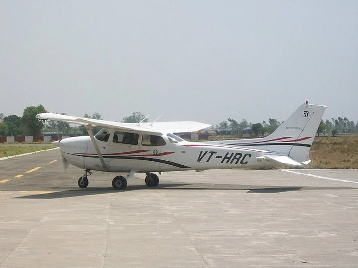 An aircraft prepares for departure at the Karnal Aerodrome