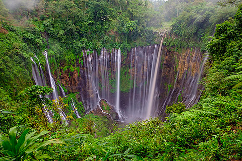 The ribbon-like waterfalls