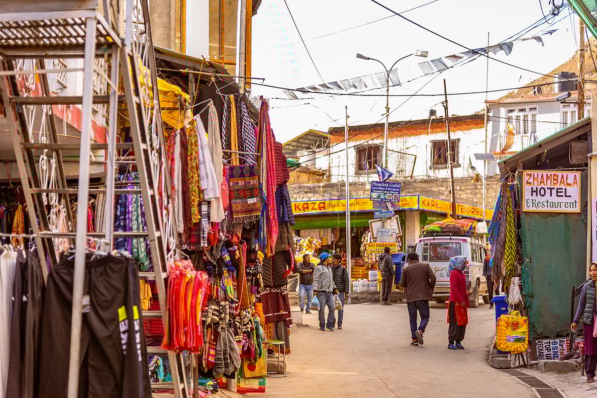 Street view of main market of Kaza