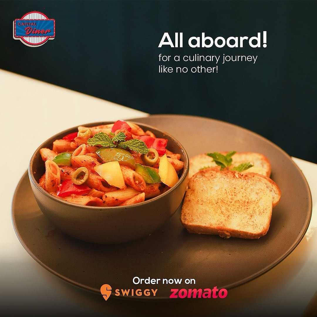 A pasta dish is on the menu of Capital Diner