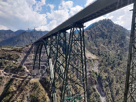 A view of the Chenab Bridge