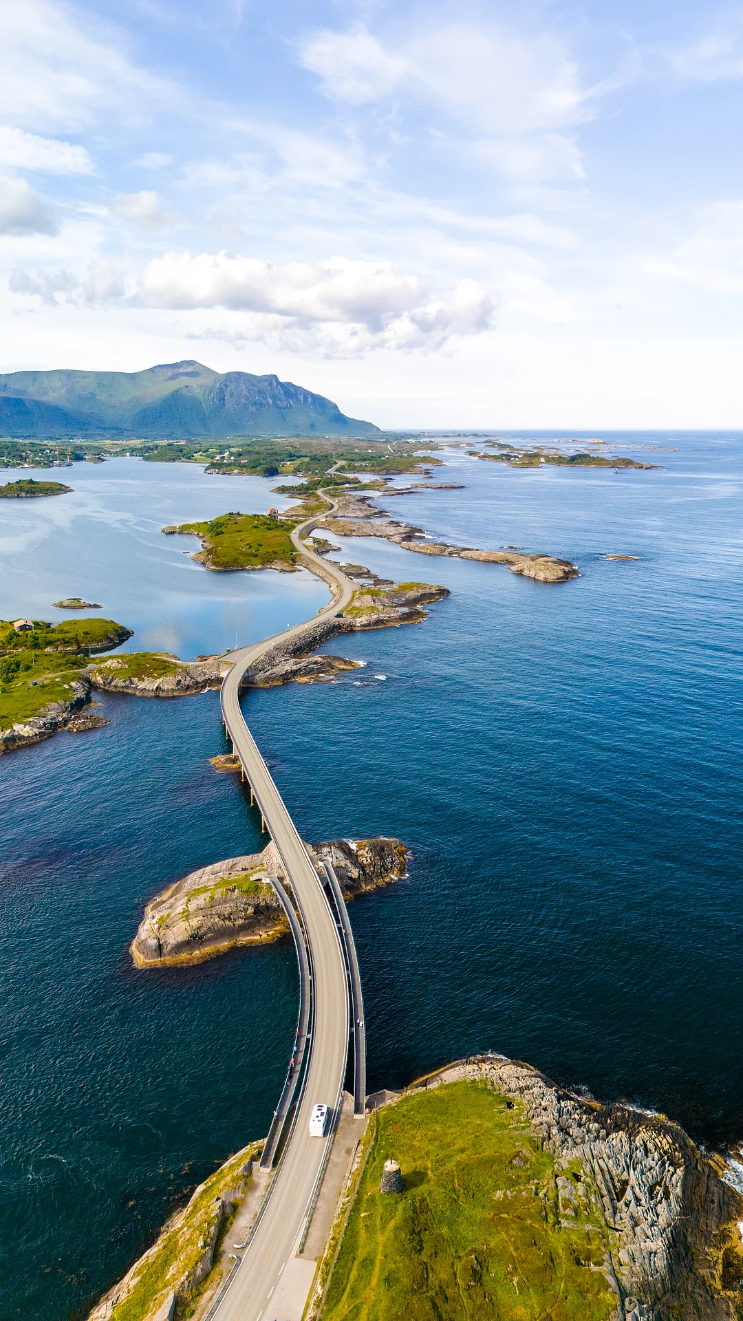 An aerial view of the scenic Atlantic Ocean Road