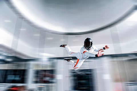 A man enjoys at the iFly Singapore